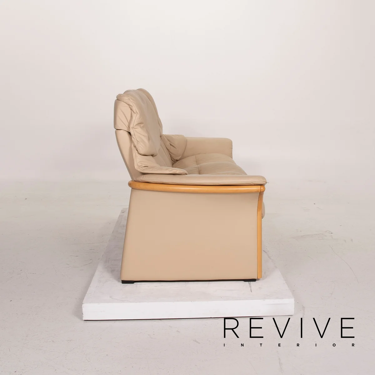 Stressless Granada Leder Sofa Garnitur Beige Dreisitzer Hocker #15590
