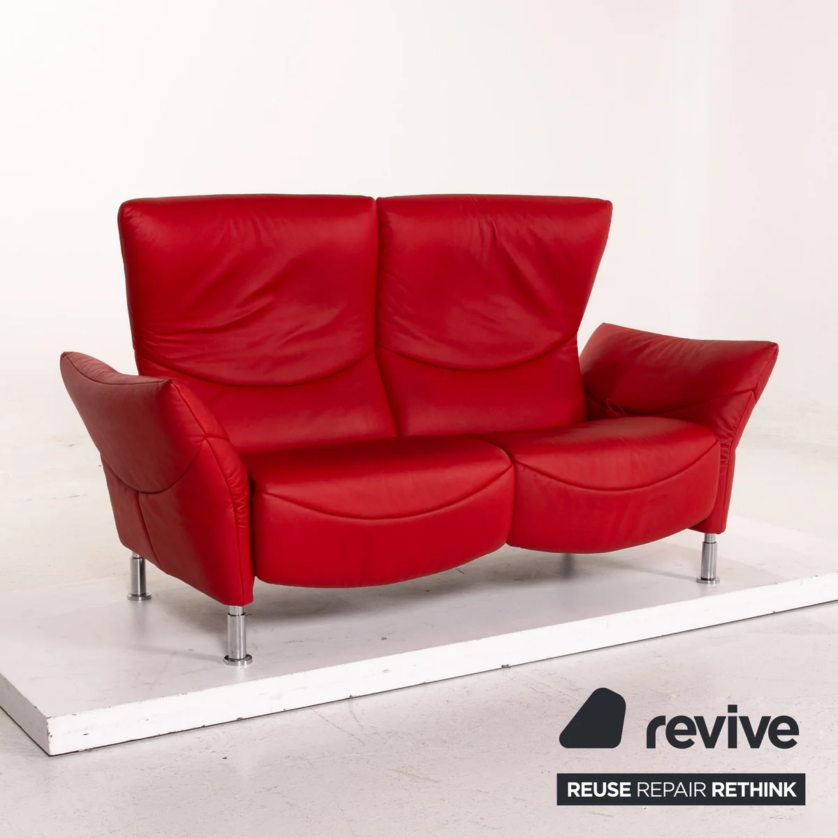 de Sede DS 145 Leder Sofa Rot Zweisitzer Funktion Couch #15325