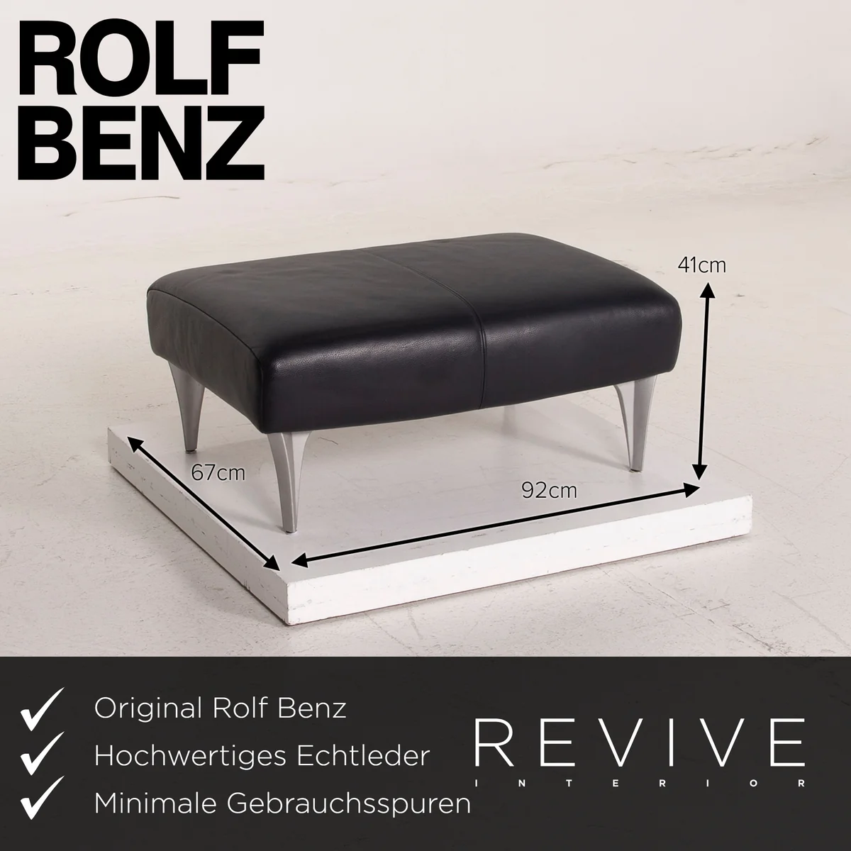 Rolf Benz 1600 Leder Sofa Garnitur Dunkelblau 1x Zweisitzer 1x Hocker #15571