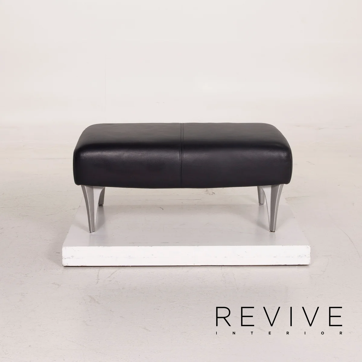 Rolf Benz 1600 Leder Sofa Garnitur Dunkelblau 1x Zweisitzer 1x Hocker #15571
