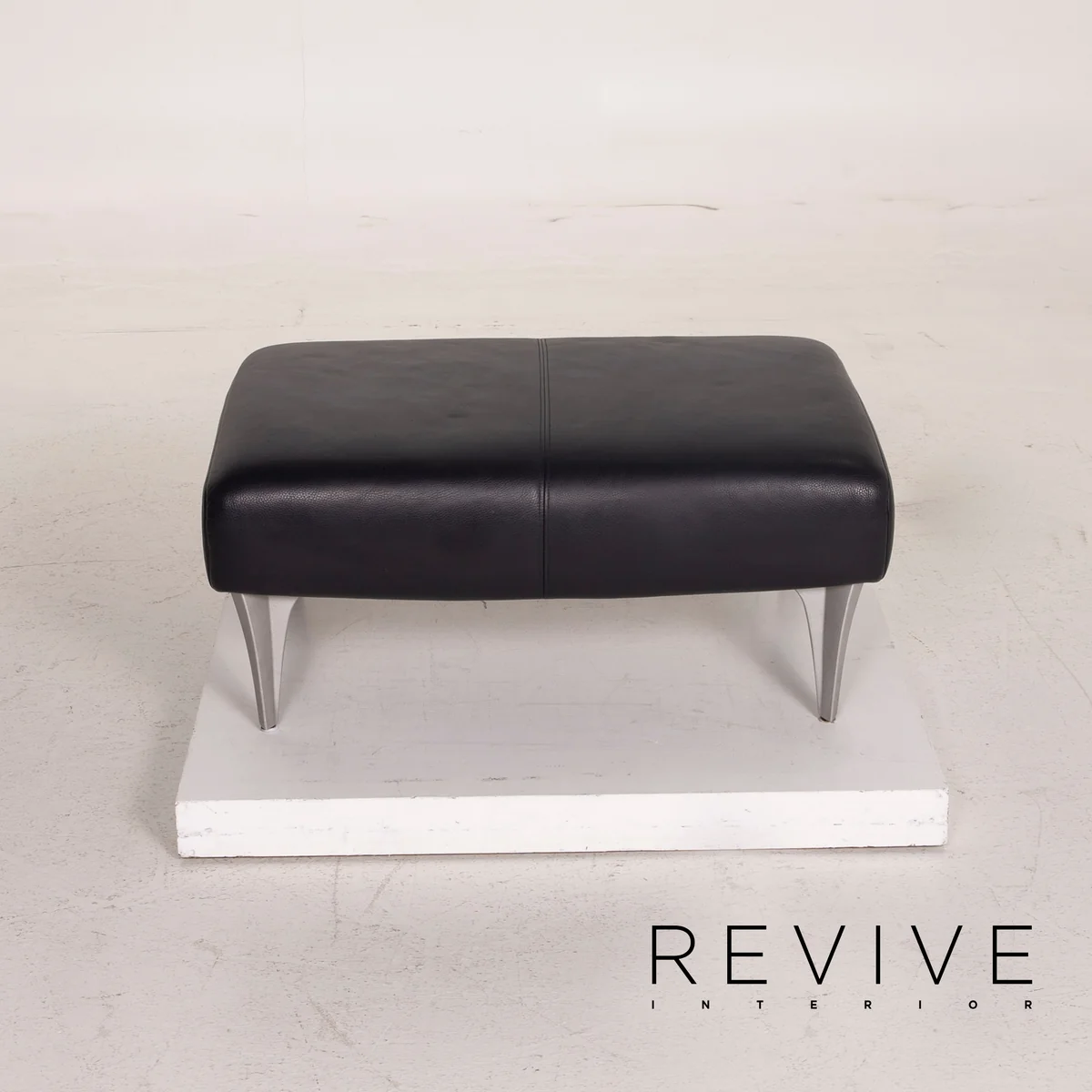 Rolf Benz 1600 Leder Sofa Garnitur Dunkelblau 1x Zweisitzer 1x Hocker #15571