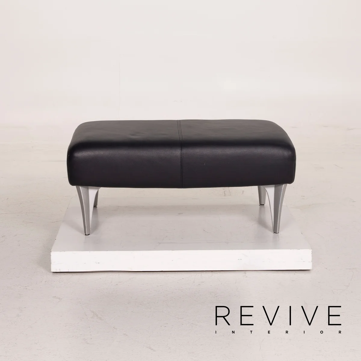 Rolf Benz 1600 Leder Sofa Garnitur Dunkelblau 1x Zweisitzer 1x Hocker #15571