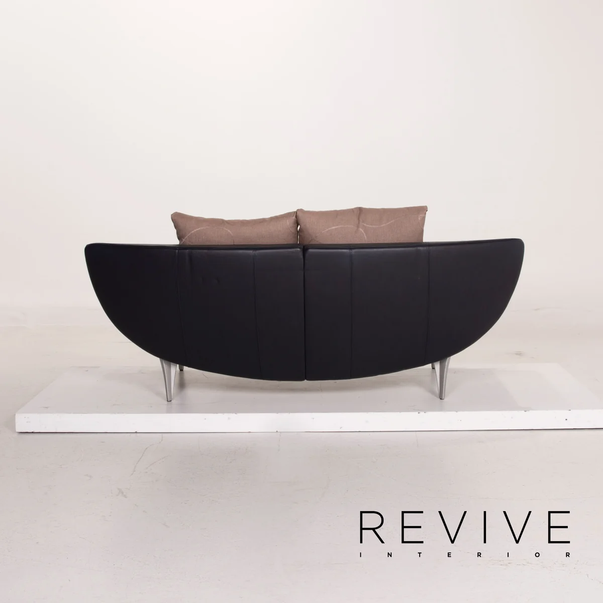 Rolf Benz 1600 Leder Sofa Garnitur Dunkelblau 1x Zweisitzer 1x Hocker #15571