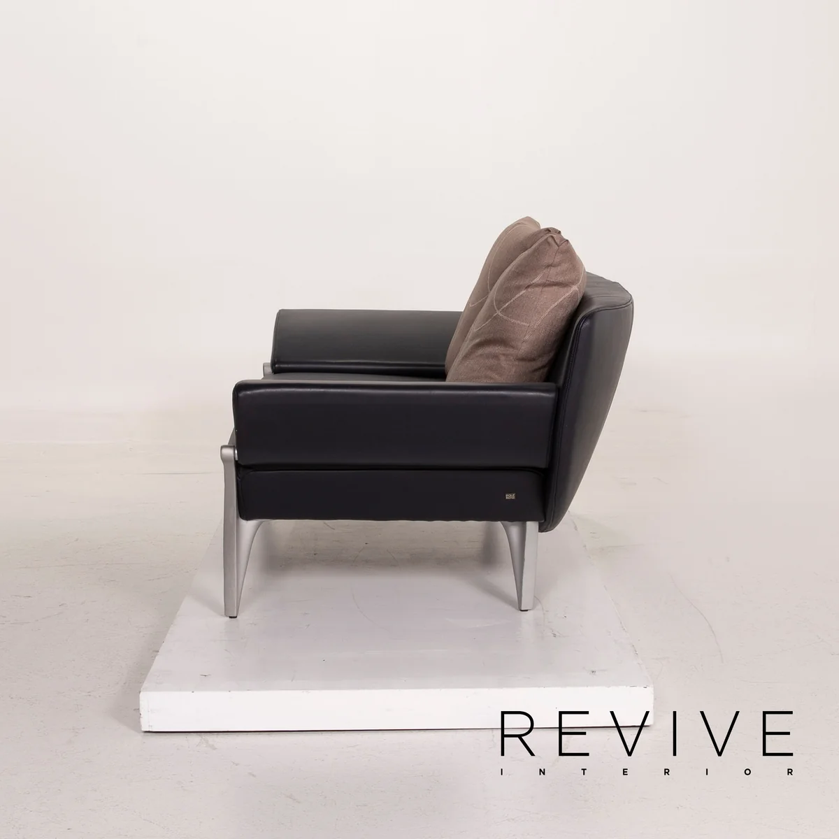 Rolf Benz 1600 Leder Sofa Garnitur Dunkelblau 1x Zweisitzer 1x Hocker #15571
