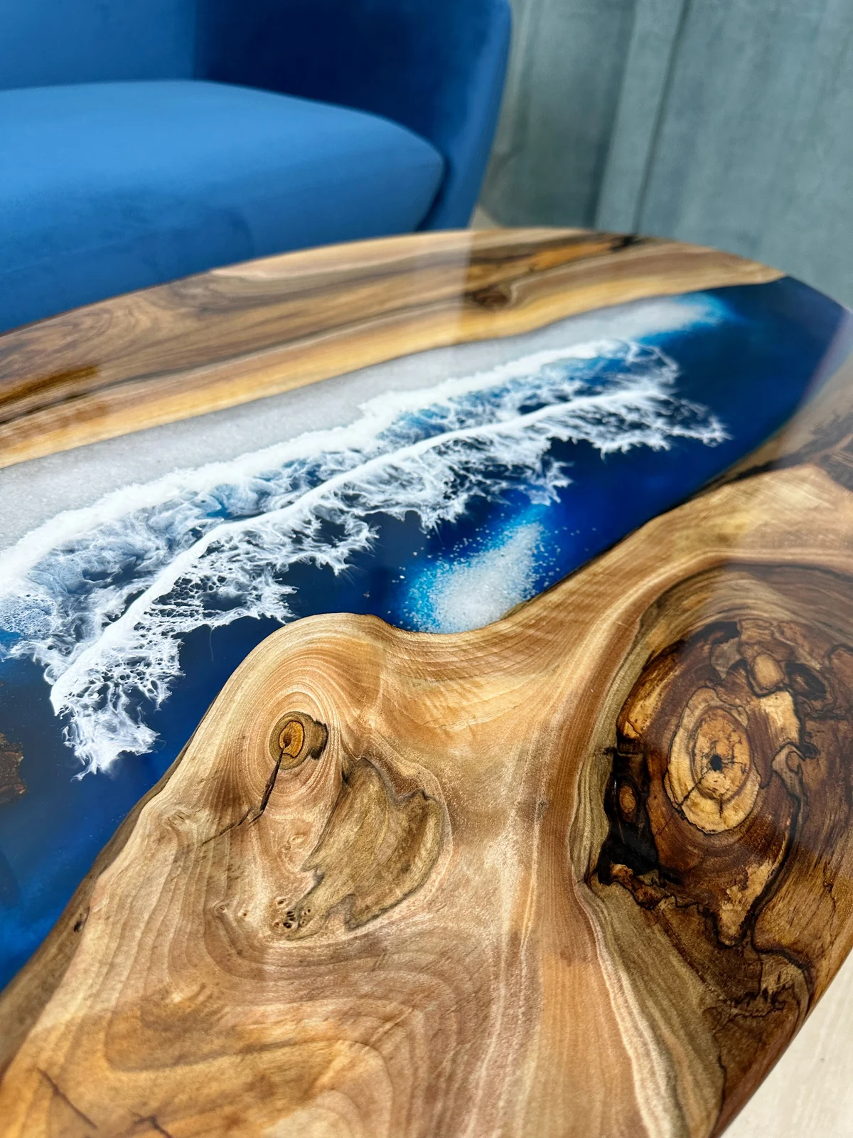 Oval Ocean Epoxy River Coffee Table
