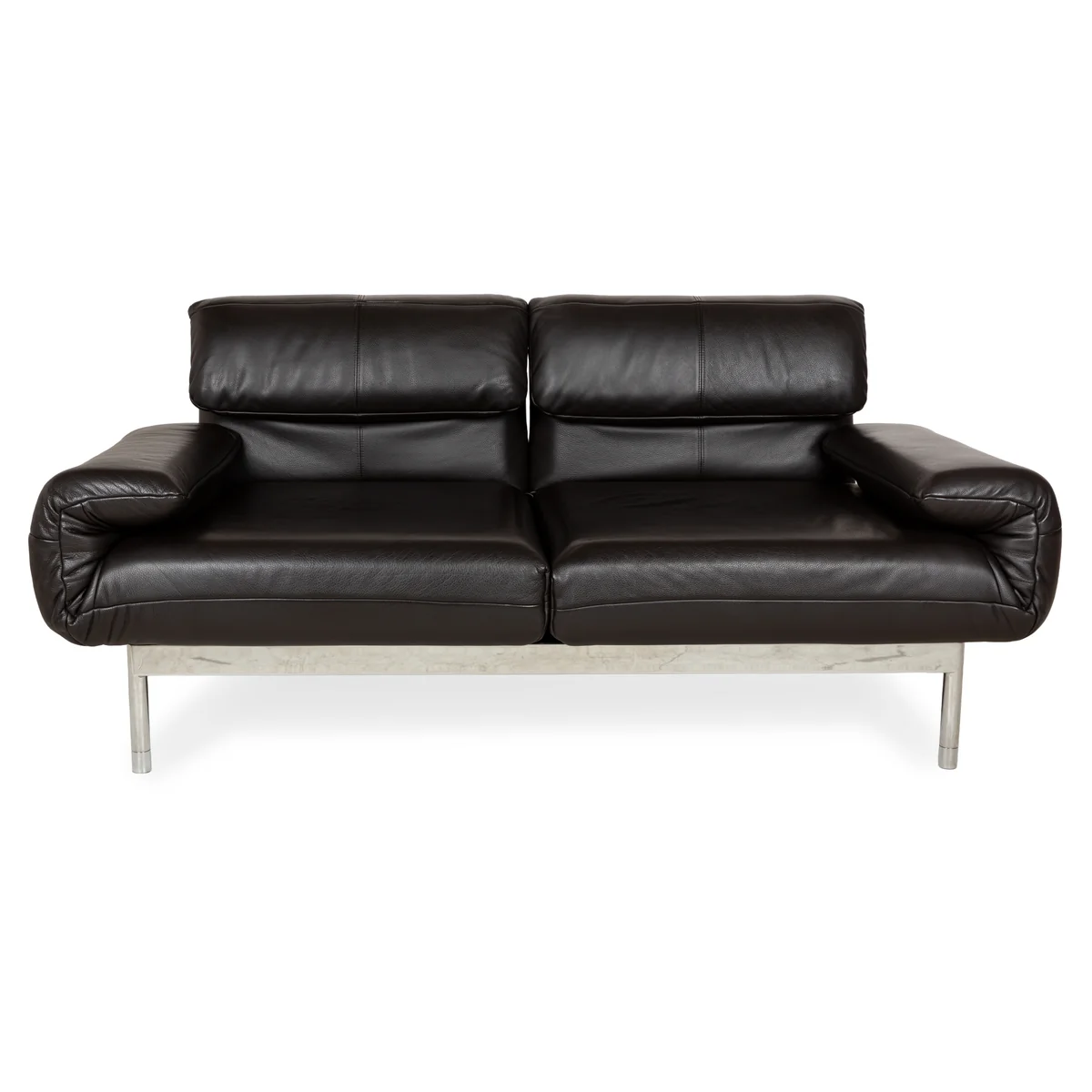Rolf Benz Plura Leder Zweisitzer Braun Dunkelbraun Schwarz manuelle Funktion Sofa Couch Chrom