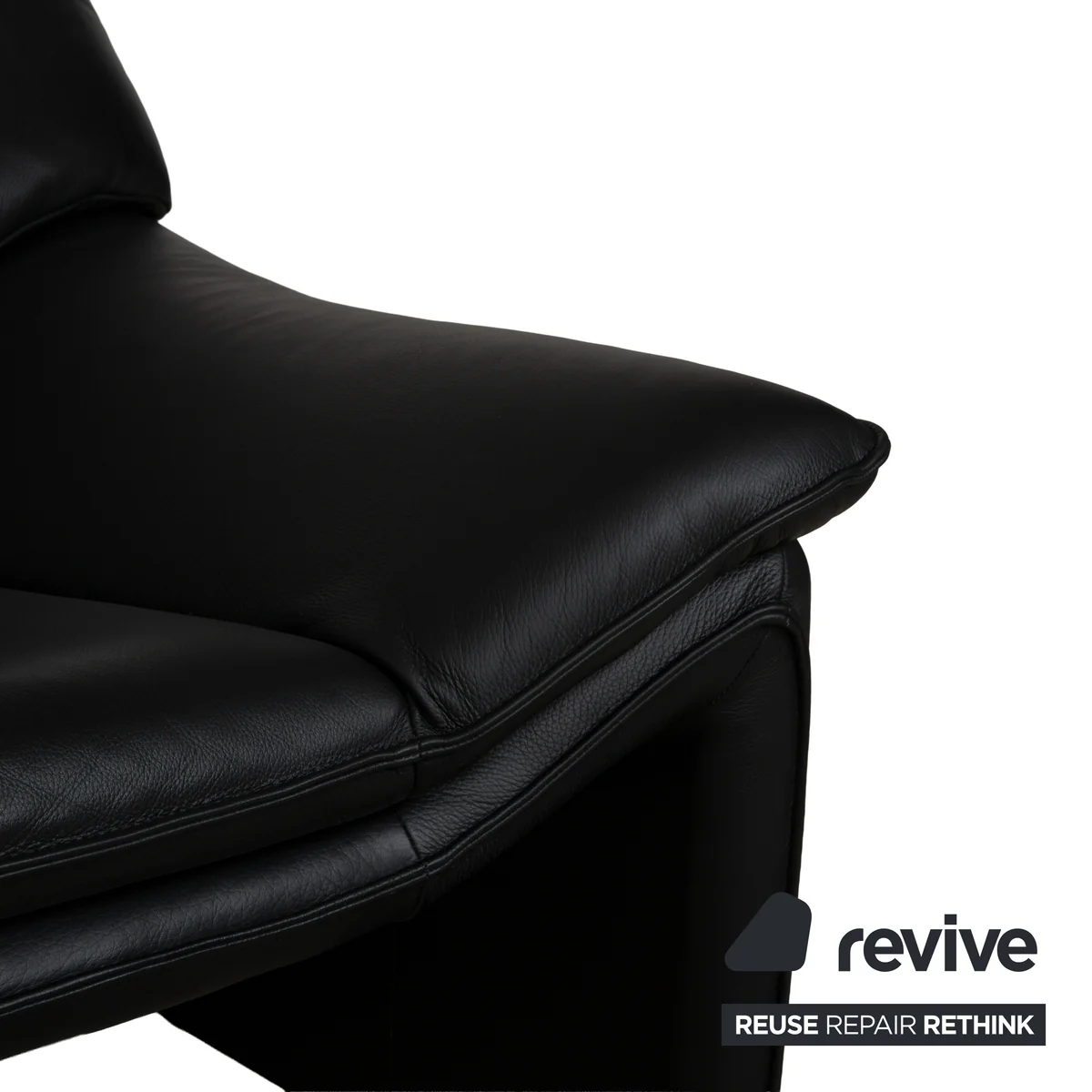 Laauser Atlanta Leder Dreisitzer Schwarz Sofa Couch