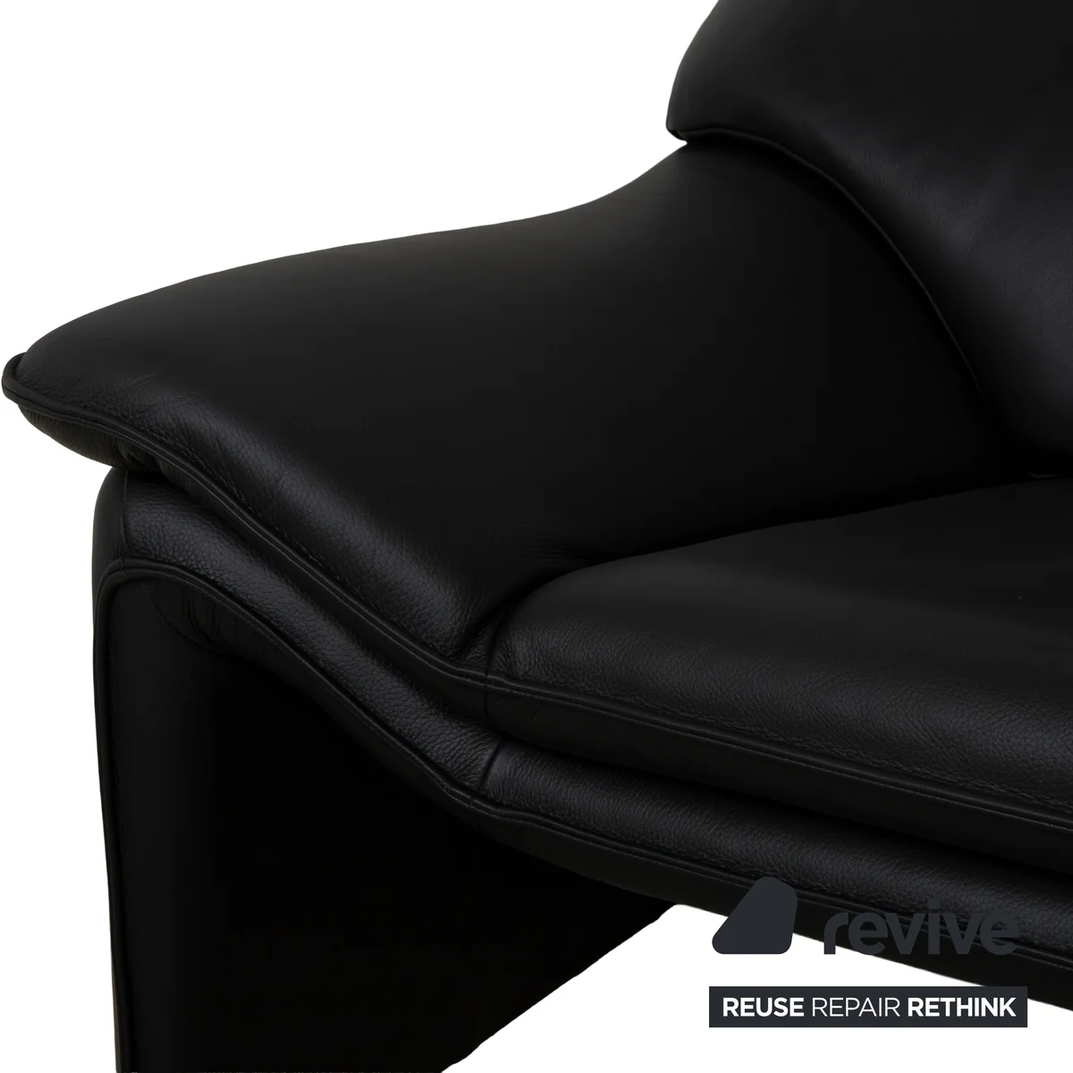 Laauser Atlanta Leder Dreisitzer Schwarz Sofa Couch